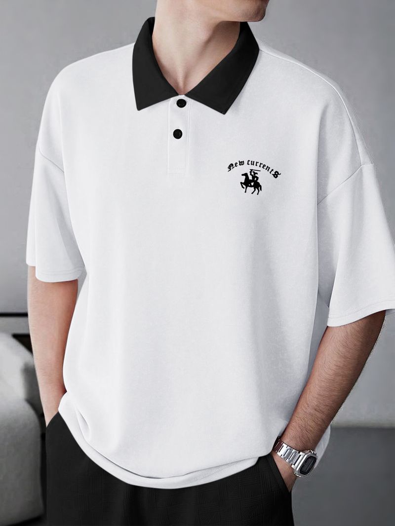 Herenkleding Poloshirts voor heren Losse College Street Revers Korte mouwen T-shirts Bottoming Shirts voor heren_voghion.com