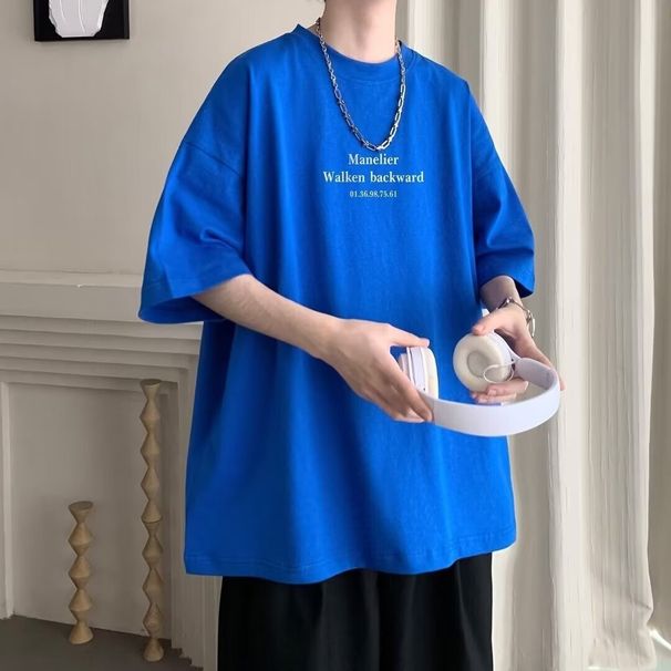 Sommerliches Herren-T-Shirt mit Buchstaben-Print, lässig, kurzärmelig, trendig, locker_voghion.com