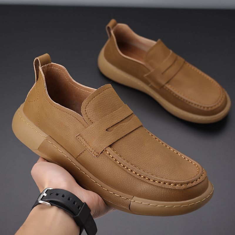 2025 Spring And Autumn With Soft Surface, Simple Le Fu Thick Soled Work Clothes Shoes, Trdy Low Cut Casual Shoes For_voghion.com