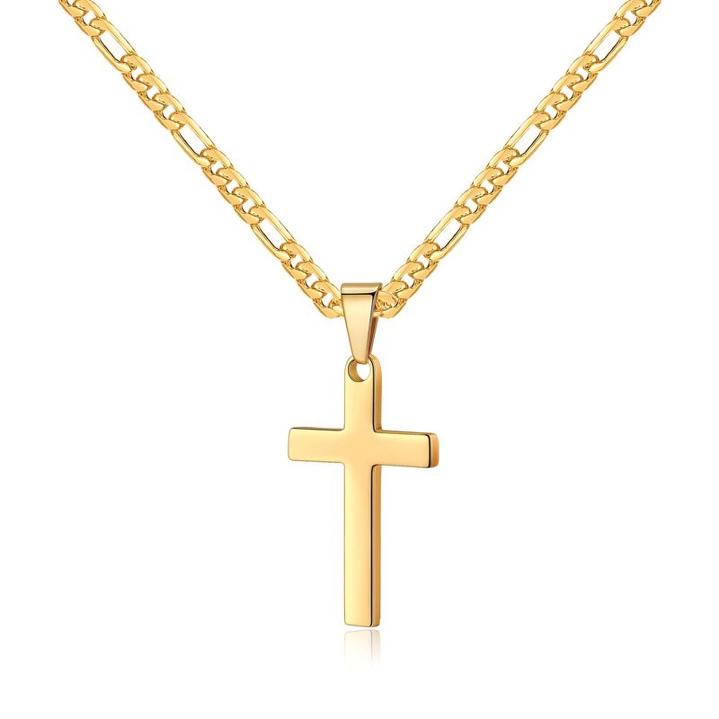 Roestvrijstalen kruisketting voor heren, zwart, zilver, goud, tien hanger_voghion.com