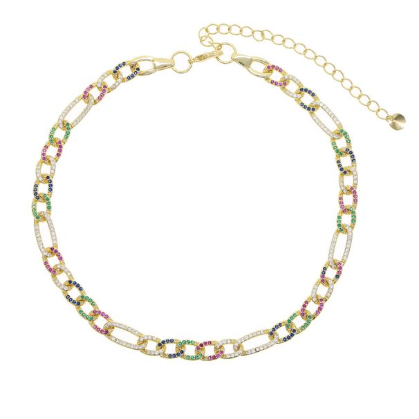 Hip Hop Nuovo Colore Zircone Intarsiato Donne Cuban Chain Choker Collana Gioielli Elettroplaccato Oro E Argento_voghion.com