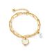 Pulsera de acero inoxidable con perla y corazón de melocotón versátil con personalidad de doble capa y temperamento frío para mujer._voghion.com