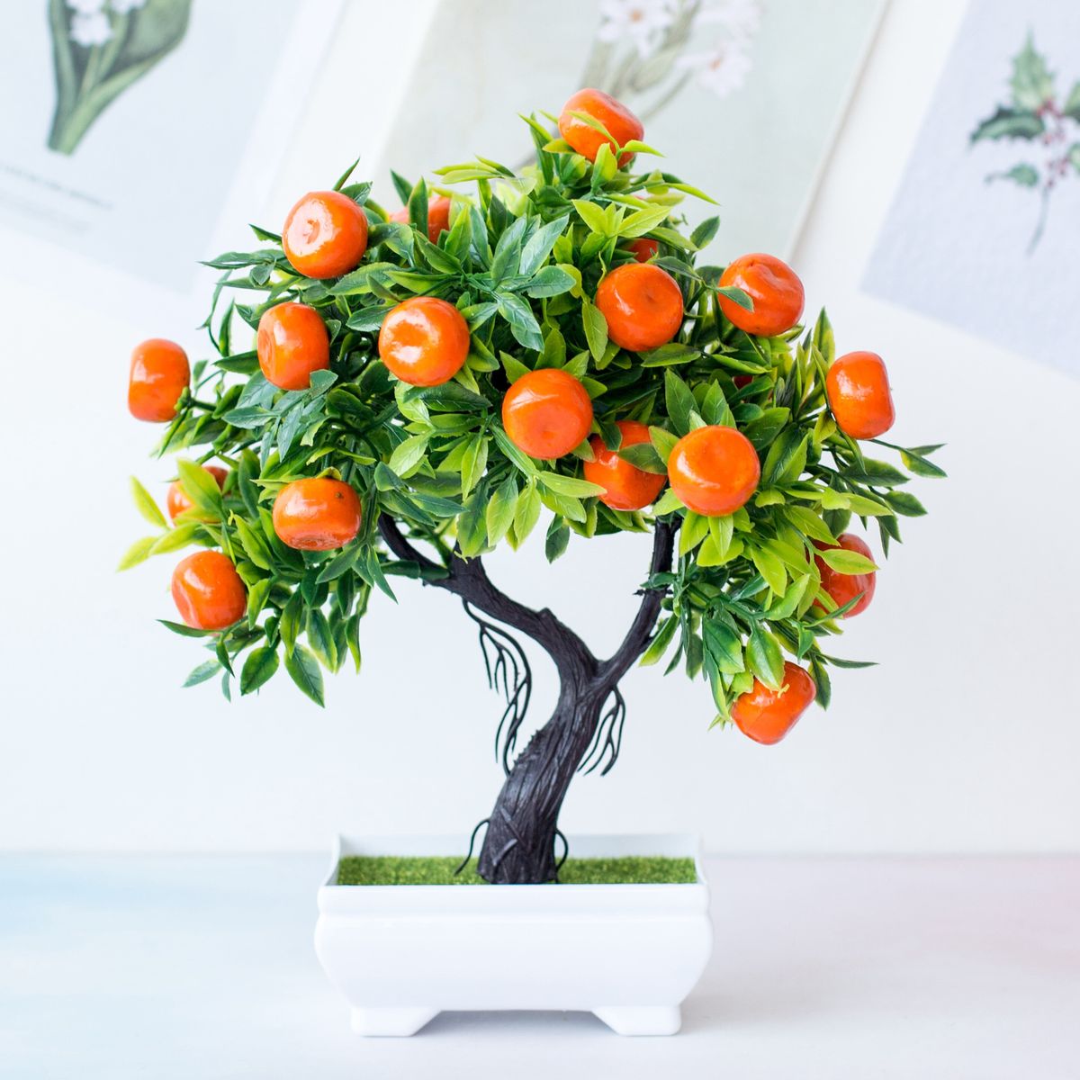 Simulazione albero da frutto Simulazione pianta bonsai piccola pianta in vaso Fiore di plastica Fortuna albero da frutto kumquat arancione_voghion.com
