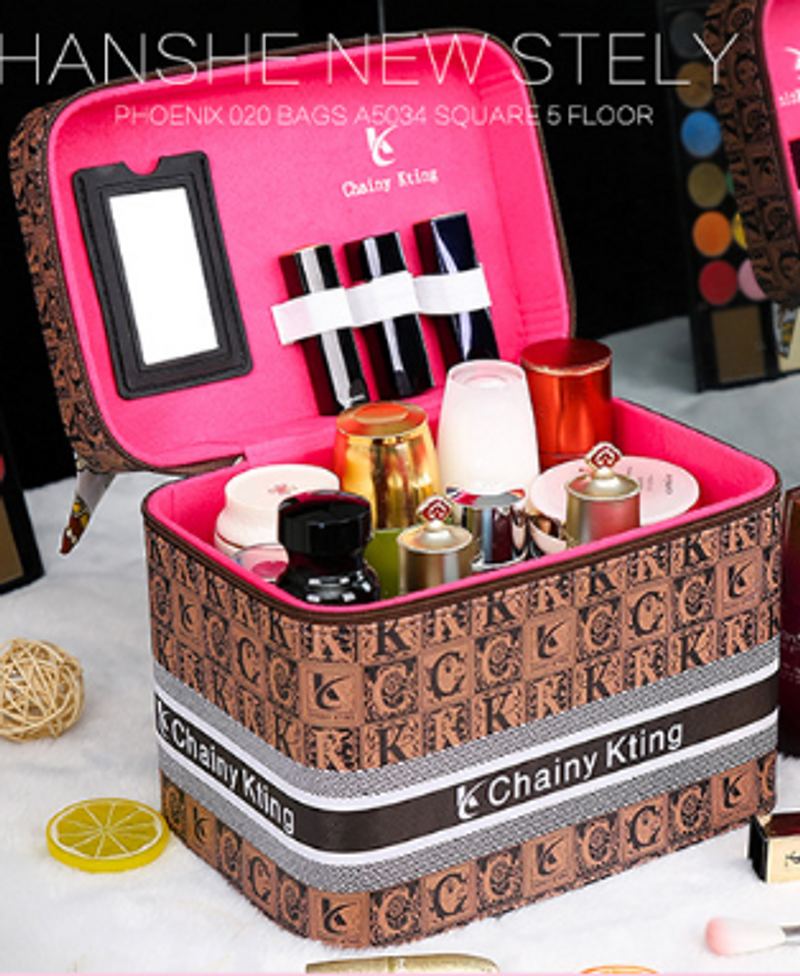 Wholesale retro fashion cosmetic bag new style multi-layer large capacity cosmetic case travel portable cosmetic storage box_voghion.com