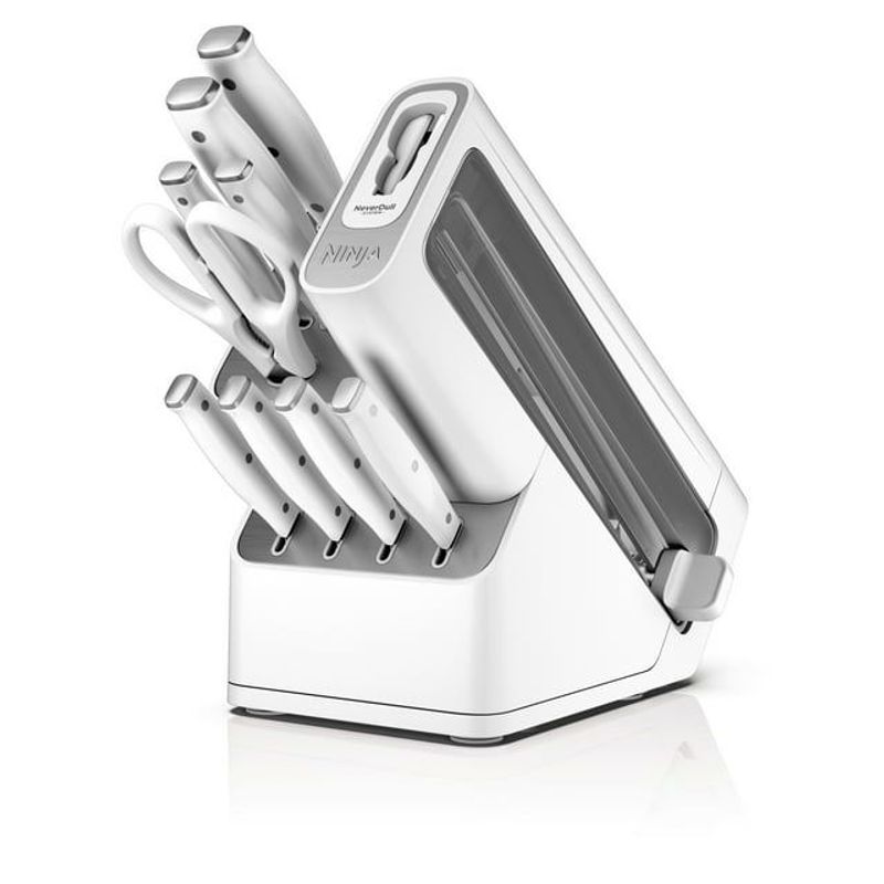 Ninja NeverDull Essential 10-Piece Knife Set With Built-in Sharpener, K12010WH_voghion.com