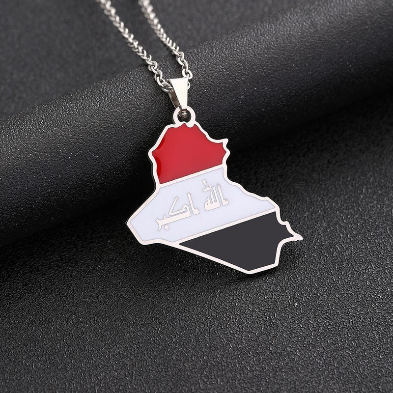 Collar con mapa de Irak para hombre y mujer, accesorios de collar de acero de titanio para pareja famosa, superventas_voghion.com