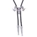 New Big Bull Head Shirt Chain Bolo Collar Rope Leather Necklace Long Tie_voghion.com