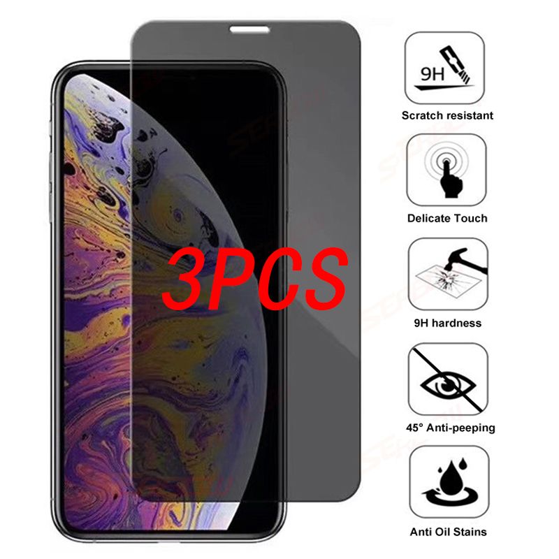5ks Anti-spy Glass pro iPhone 14 13 12 Pro Max 12Mini 13Mini 8 7 6 6s Plus Full Cover Privacy Screen Protector 11 PRO MAX X XR SE2020_voghion.com