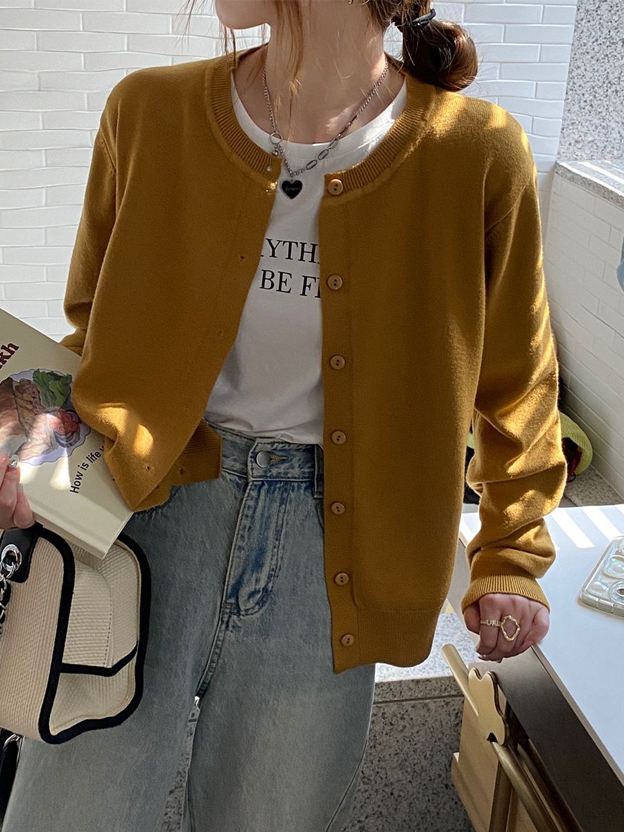 Women's Knit Cardigan Sweater New Arrival Loose Fall Top Casual Open Front Coat Long Sleeve Soft Polyester Plain Color_voghion.com