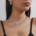 European And American Hot Fashion Rhinestone Earrings Necklace Two-piece Set Claw Chain Bride Wedding Birthday Party_voghion.com