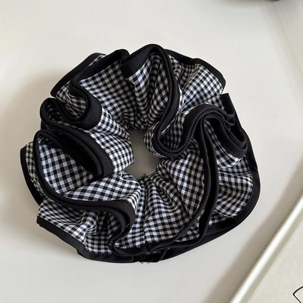 Fermaglio per capelli con fiocco a quadri bianco e nero, accessorio per capelli con fiori e chignon stropicciato_voghion.com