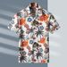 Camicia da spiaggia a maniche corte con fiori, taglie forti, da uomo, in cotone, ampia e alla moda, con stampa floreale._voghion.com