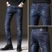 Jeans Feet Slim Fit Trendy Elastisch Casual Zwart Populair Lente En Herfst Broek Heren Stijl_voghion.com