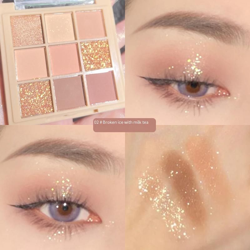 Palette de fards à paupières neutres 9 couleurs - Waterproof, scintillant et mat, pour un usage quotidien_voghion.com