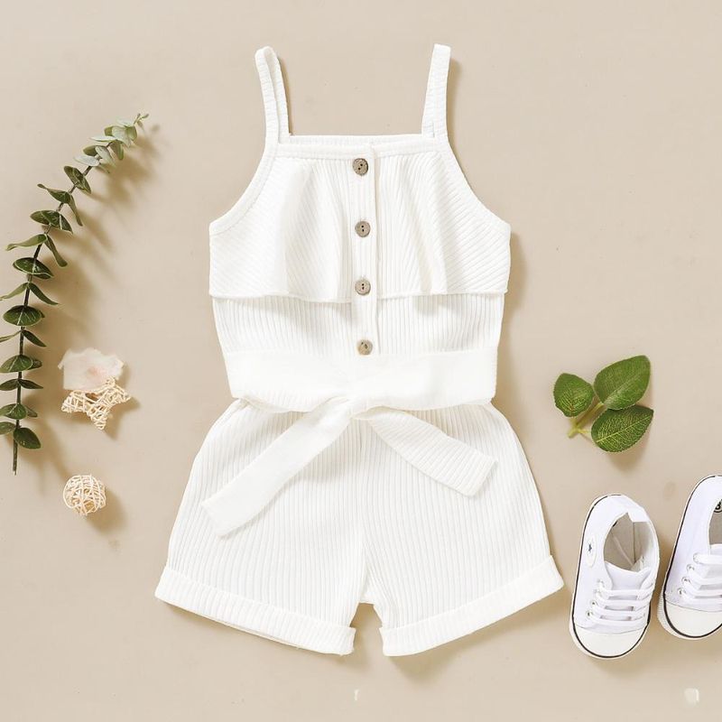 Mother & Kids Children's Clothing Corrugated Cotton Jumpsuit With Belt Fashionable Style_voghion.com
