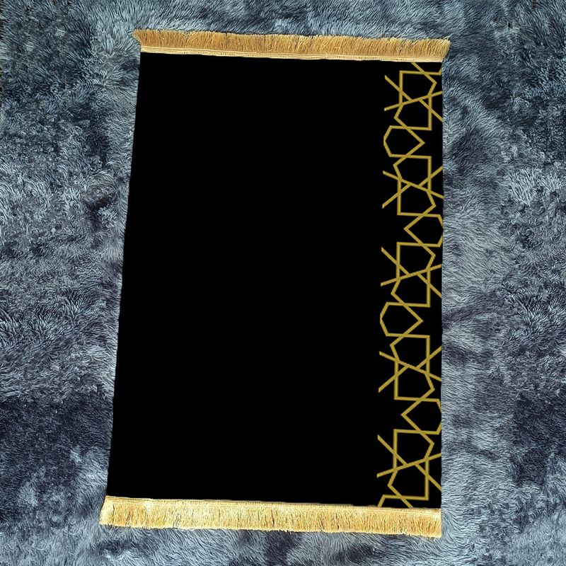 Geprägter Pilgerteppich, Einfarbiger Gebetsteppich mit dickem Kissen, Bedruckter Pilgerteppich, Gebetsmatte (Größe: 80 * 120)_voghion.com