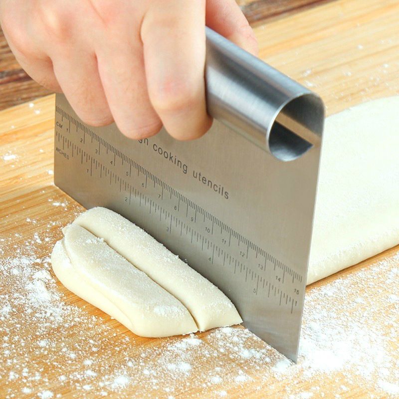 Stainless Steel Pastry Spatulas Cutter With Scale Pizza Dough Scraper Fondant Cake Decoration Tools Baking Kitchen Accessories Dough Cake Stainless_voghion.com