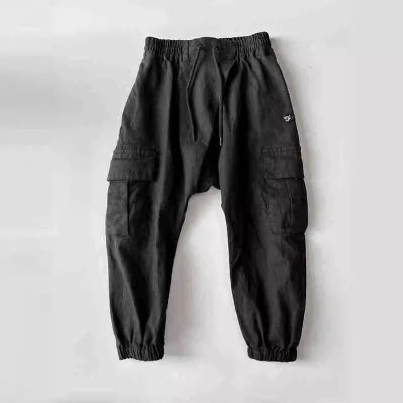 Kids Linen Cargo Pants – Breathable Unisex Joggers With Embroidery, Adjustable Drawstring Waist | Soft Casual Pants For Boys & Girls (90-140cm)_voghion.com