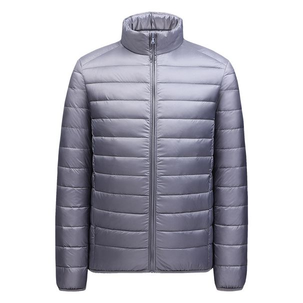 Men’s Slim Fit Down Jacket – Lightweight Stand Collar Puffer Coat | 50g White Duck Feather | Wrinkle-Resistant | Extended Sizes_voghion.com