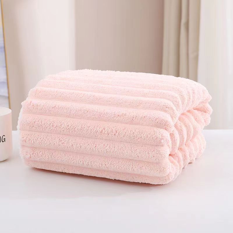 Factory candy large coral velvet bath towel embroidered logo absorbent bath quick-drying no lint no fading wholesale_voghion.com