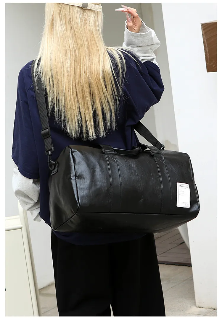 New PU short distance sports yoga fitness training bag, men's waterproof portable travel bag_voghion.com