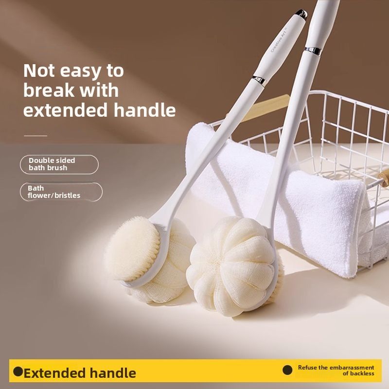 Bathing Long Handle Soft Bristle Double-Sided Scrubber Tool For Women Back Scrubbing Towel Bath Flower Brush_voghion.com