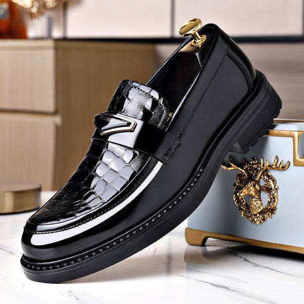 TerraStride Loafers Men Formal British Style Shiny Slip-On Men's Business Casual Leather Shoes Soft Sole Non-Slip_voghion.com