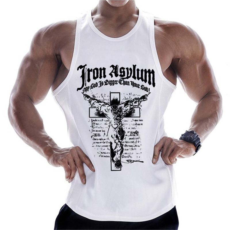 Camiseta de entrenamiento transpirable de algodón puro para hombre de Muscle Brother._voghion.com