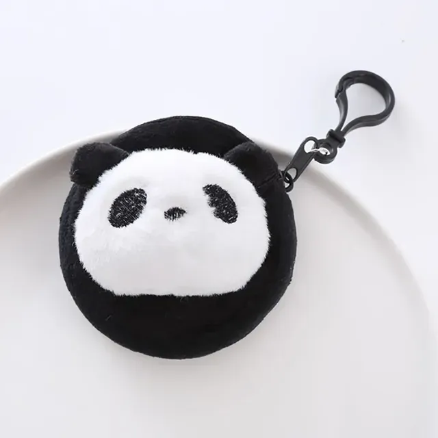 Monedero con cremallera y diseño de panda de peluche, miniauriculares con cable USB, ideal como regalo de cumpleaños para niños._voghion.com
