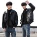 Korean Version Trendy Handsome Loose Leather Jacket Men's Locomotive Suit Pilot Leather Jacket Spring And Autumn New Student Jacket Trendy Brand_voghion.com