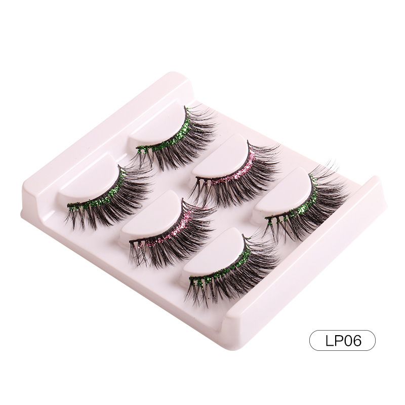 European and American cross border hot selling colorful glitter sequins false eyelashes thick curled multi layer three dimensional eyelashes wholesale_voghion.com