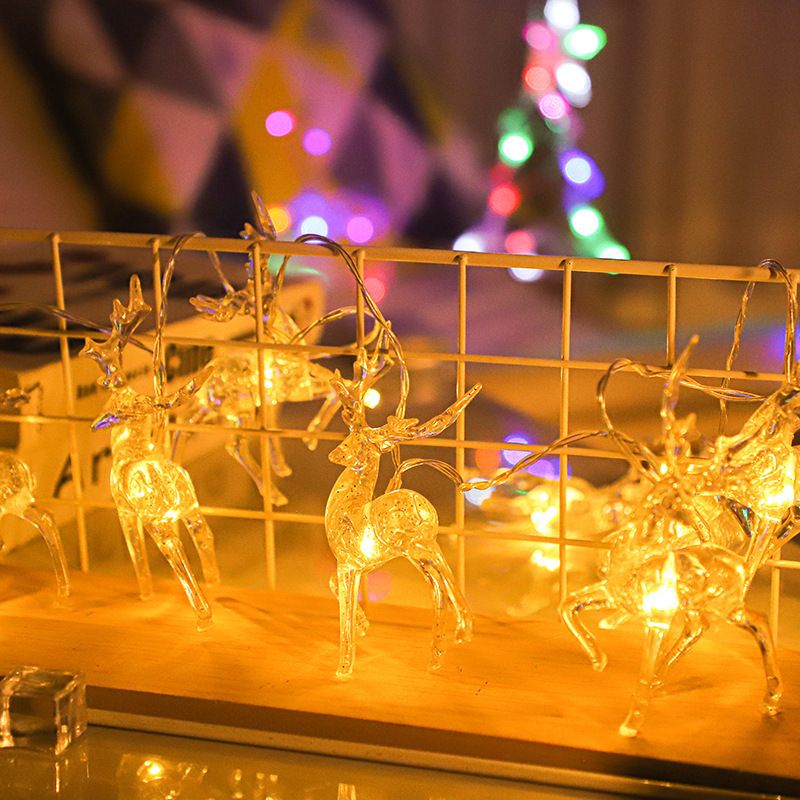 Weihnachts-LED-Lichterketten mit Rentiermotiv, Warmweiß und Mehrfarbig, Batterie-/USB-/Plug-in-Optionen, Weihnachtsdekoration für drinnen und draußen für Zuhause, Einkaufszentrum, Hotel_voghion.com