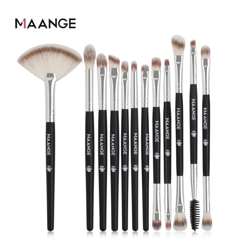 MAANGE 12 Pcs Makeup Brushes Set Eyeshadow Eyeliner Eyelash Eyebrow Brush Beauty Make Up Blending Tools Maquiagem_voghion.com