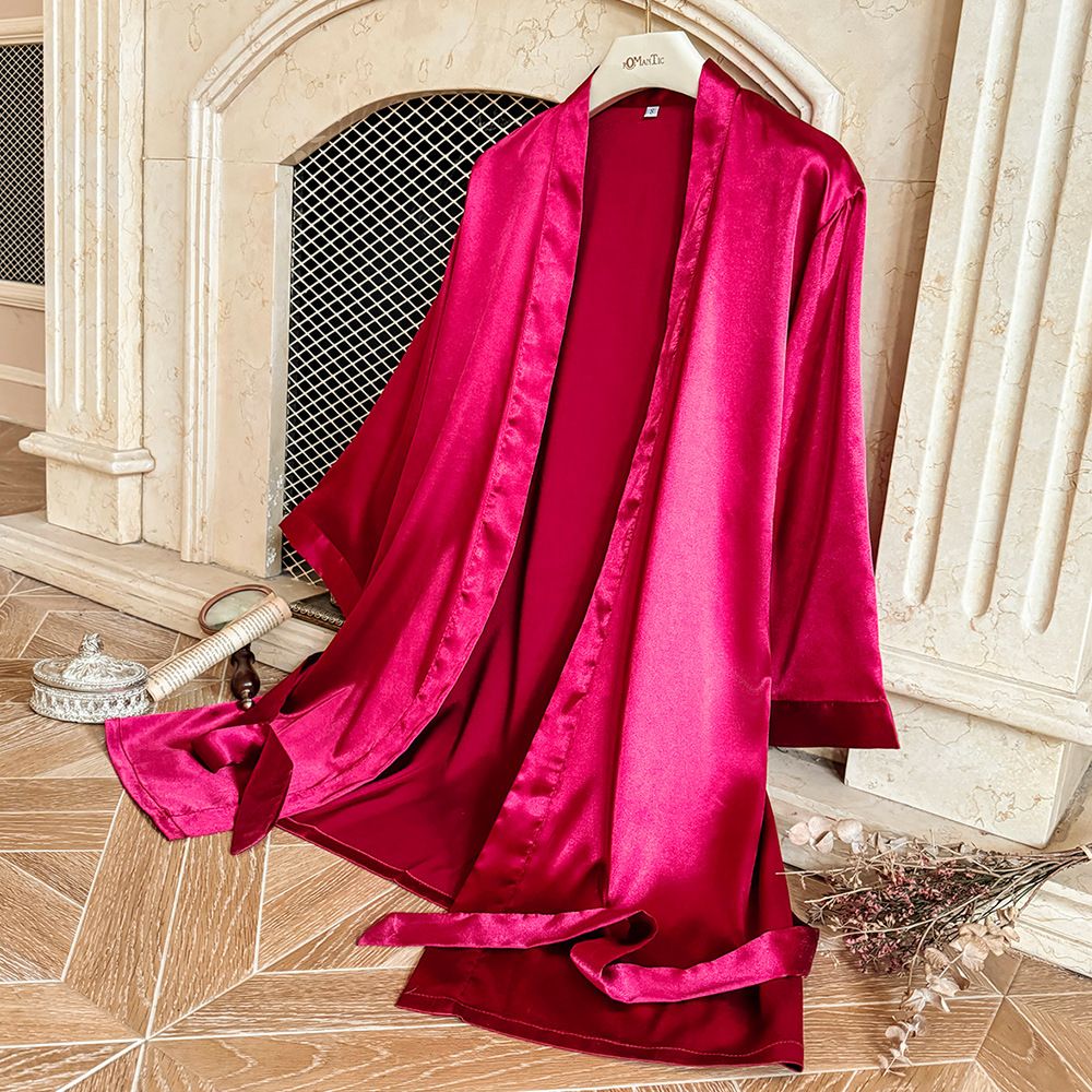 Spódnica do spania z lodowego jedwabiu, wiosna/lato, jednolity kolor, prosta, domowa furia_voghion.com