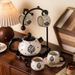 Ceramic Tea Set With Floral & Polka Dot Designs – 550ml Pitcher & 4 Cups With Display Stand, Ideal For Gifting (Housewarming, Weddings, Parties)_voghion.com