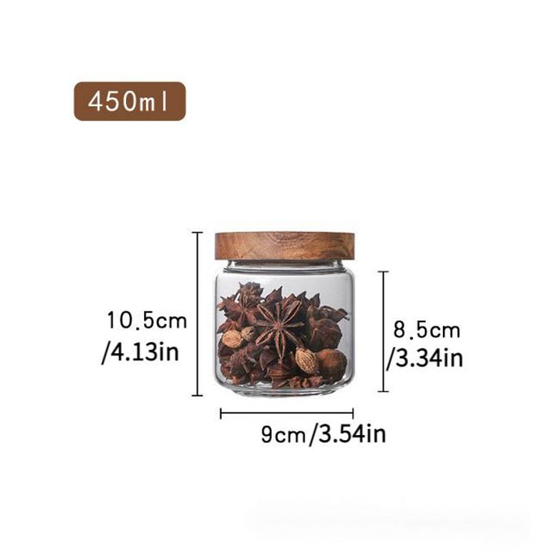 Opbergpot 1PC Acacia Houten Deksel Borosilicaat Glas Afgesloten Pot Huishoudelijke Thee Snoeppot Keuken Opslag Boodschappen_voghion.com