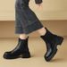 Cameido Women's thick-soled boots, British-style chimney short boots for autumn and winter 2024, women's boots with fleece sleeves._voghion.com
