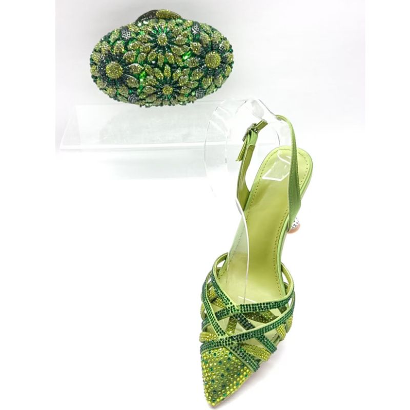 Summer Rhinestone Stiletto High Heels Wedding Banquet Pointed Crystal High Heel Sandals With Bag_voghion.com