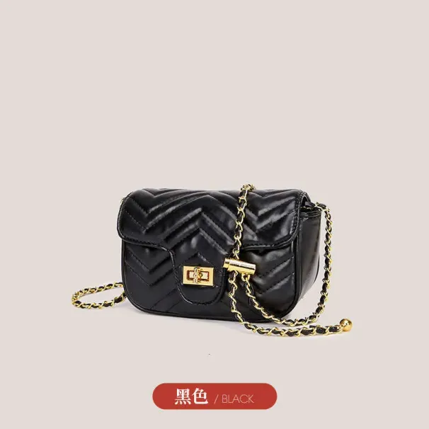 Borsa trapuntata alla moda di medie dimensioni con dettagli a catena - Borsa a tracolla/spalla casual chic multifunzionale_voghion.com