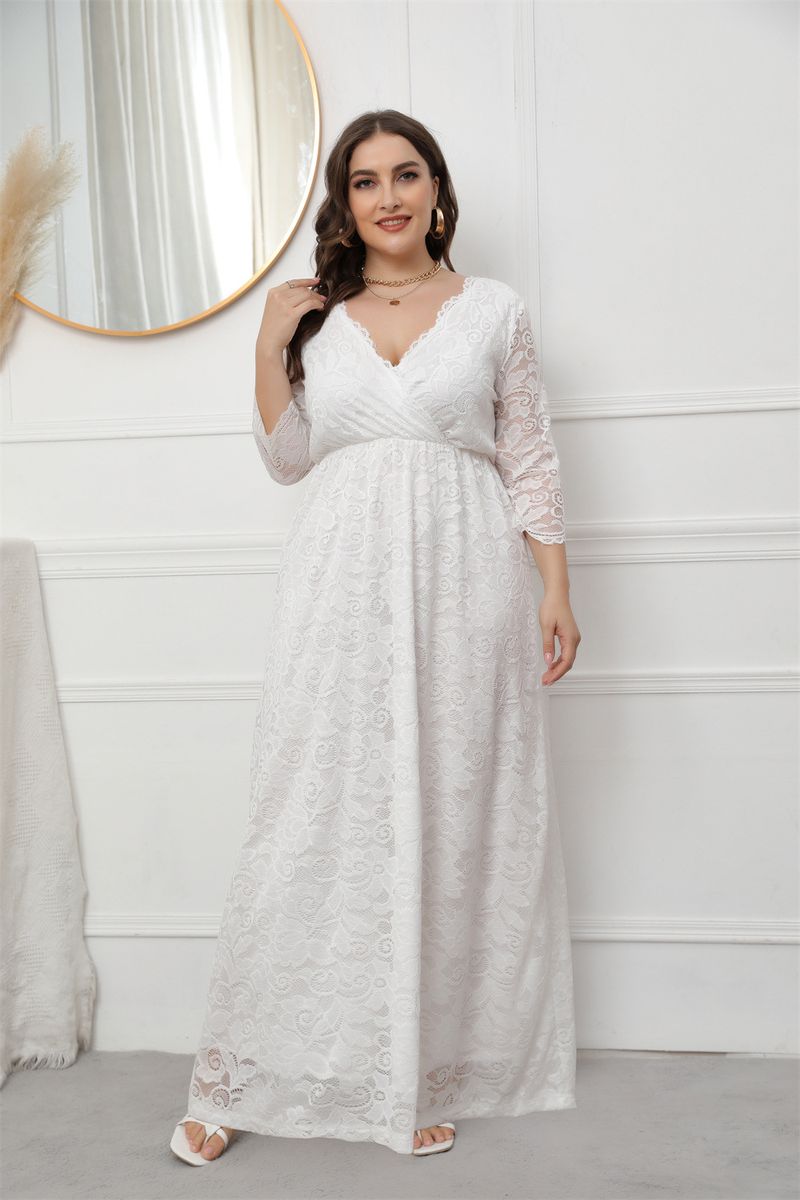 Spring/Summer 2023 Women's New Lace Dress Evening Dress Long Plus size Dresses_voghion.com