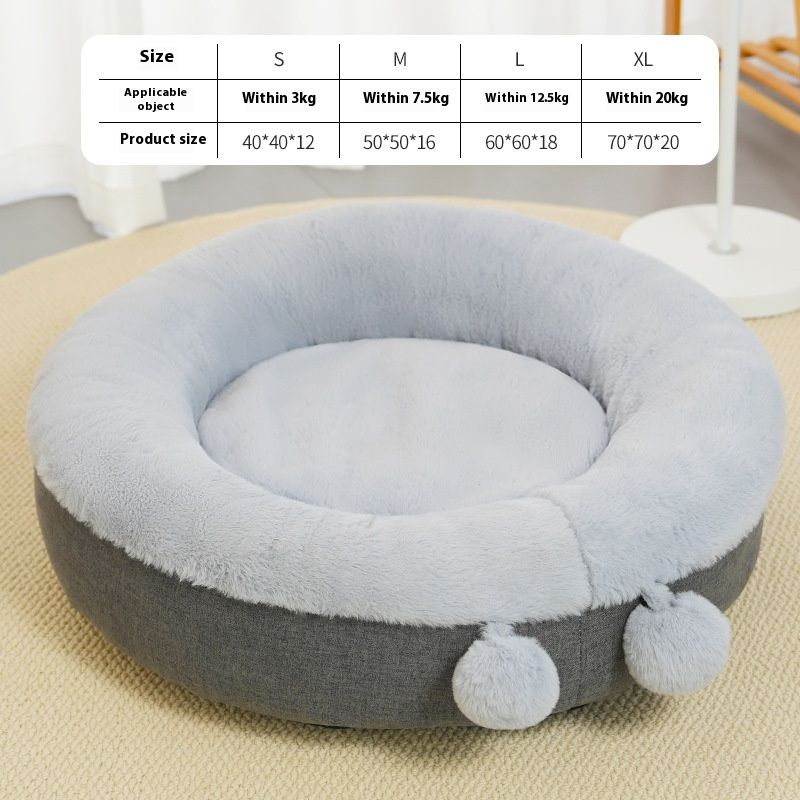 Cuib universal rotund, îngroșat, pentru patru anotimpuri, pentru animale de companie, pentru câini și pisici, cald, de iarnă, cu deschidere ușoară_voghion.com