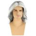 Synthetic Clip-in Men's Wig Middle Part Gray And White Mixed Color Highlight Medium Long Curly Wig Headpiece Natural Fluffy_voghion.com