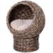 PawHut Handwoven Elevated Cat Bed With Soft Cushion & Cat Egg Chair Shape, Cat Basket Bed Kitty House With Stand, Raised Wicker Cat Bed For Indoor Cats, 23.5" H, Gray_voghion.com