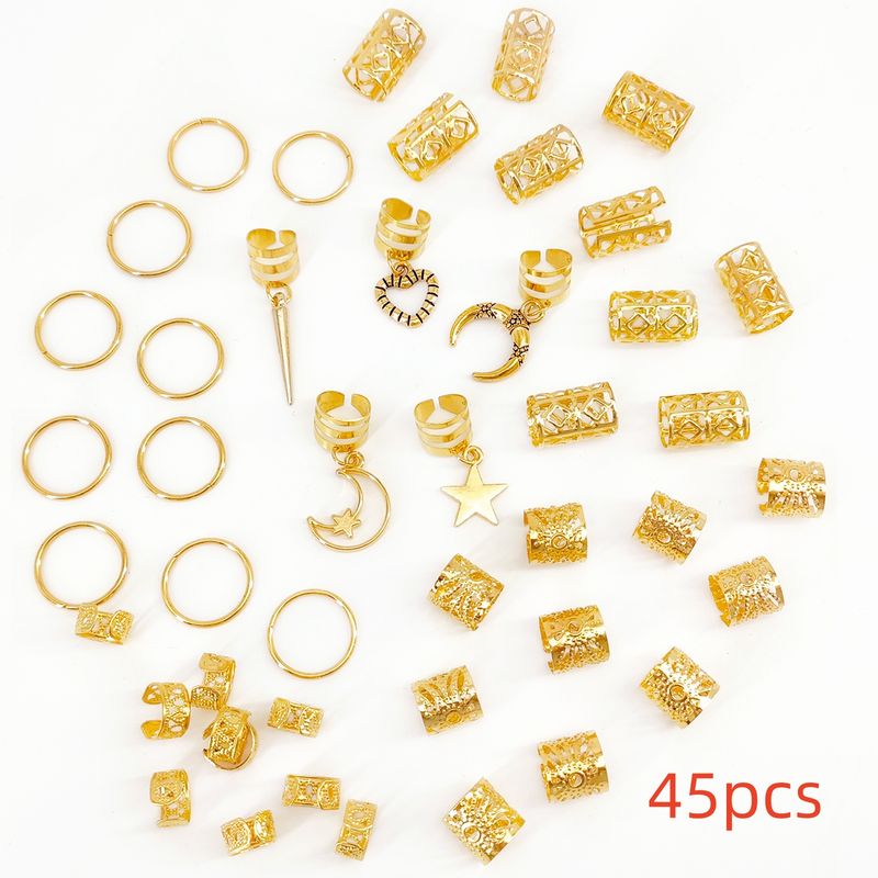 45 - Piece Set Of Stylish Metal Star - Moon Pendant Hair Fasteners, Sweet Open - Style Braiding Hair Rings, Dirty - Hair Accessories_voghion.com