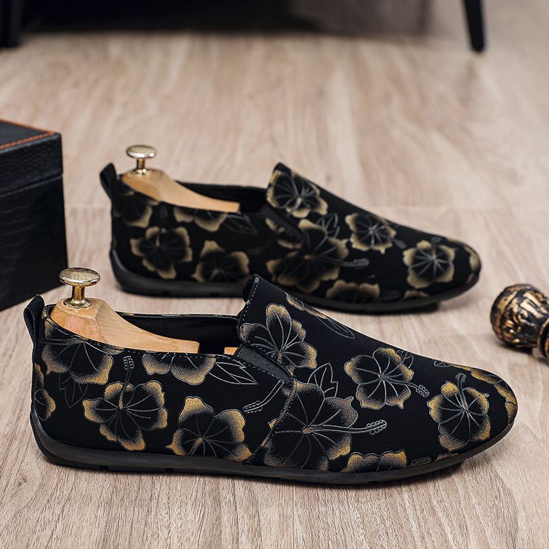 Fashion Personalized Printed Loafers Men's Low-top Foot-fitting Lazy Shoes Men's Doudou Shoes_voghion.com