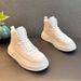 High-top White Sneakers Korean Style Versatile Casual Shoes Youth Students Autumn Winter Short Mid-calf Leather Boots_voghion.com