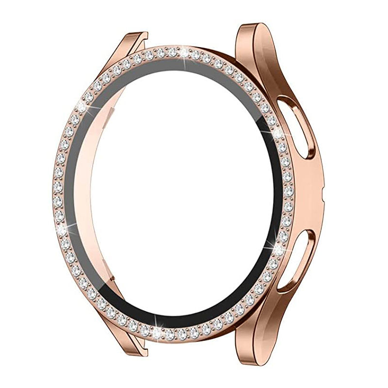 Glass+Case for Samsung Galaxy watch 4 44mm 40mm Accessories Bling Diamond PC bumper Shell +Screen protector Galaxy watch4 cover_voghion.com