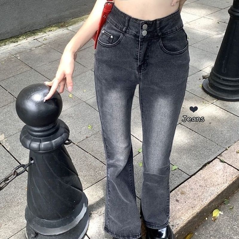 Bell bottom pants 2023 American style new design sense, high waist slimming, elastic straight wide leg mopping jeans for_voghion.com