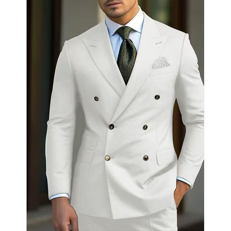 Herrenbekleidung Business Casual Anzüge Bräutigam Trauzeugen Anzüge Zweiteilige Anzüge Herrenanzüge_voghion.com