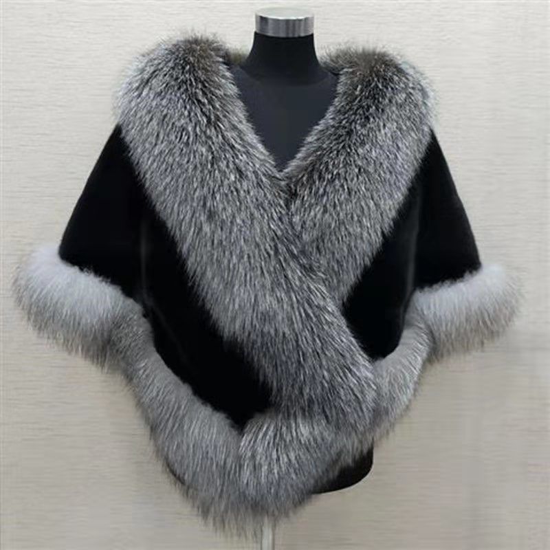 Vêtements pour femmes Hiver Nouveau châle en fourrure de vison Cape pour femmes Manteau en fourrure Grande robe Châle_voghion.com